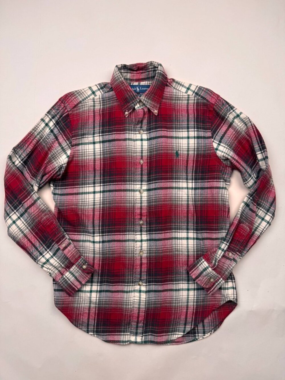 Mens S RALPH LAUREN Soft Flannel 100% Cotton Long Sleeve Plaid Classic Shirt